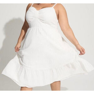 Women's TORRID White Midi Seersucker Halter Dress 5X